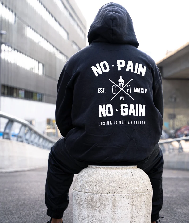 No Pain No Gain Hoodie - Schwarz