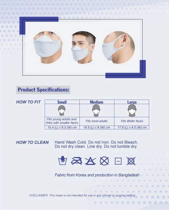 HiQPRO Reusable Mask Powered by airDefender Patented Antimicrobial Technology with printing