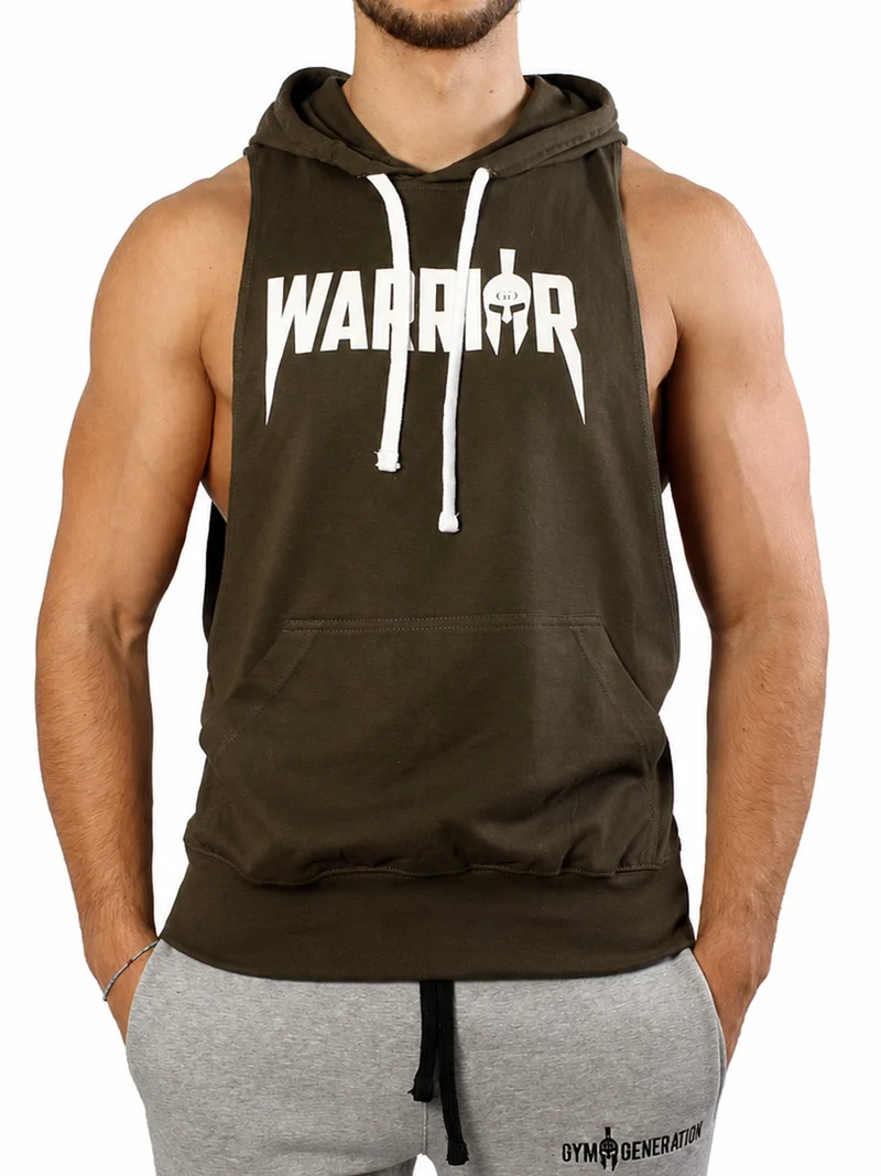 Kapuzen Tank Top 'Warrior' - Olive