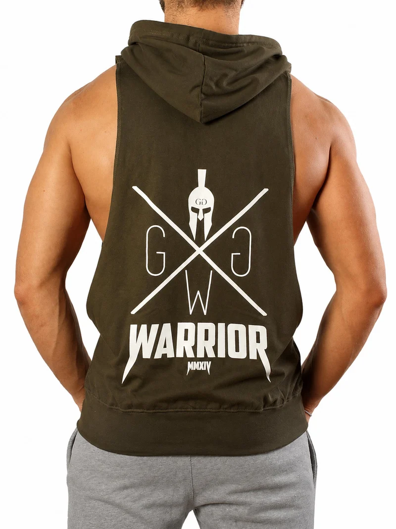 Kapuzen Tank Top 'Warrior' - Olive