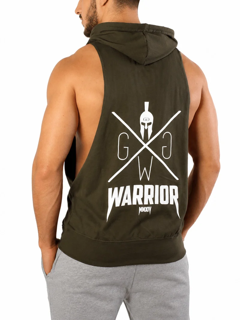Kapuzen Tank Top 'Warrior' - Olive