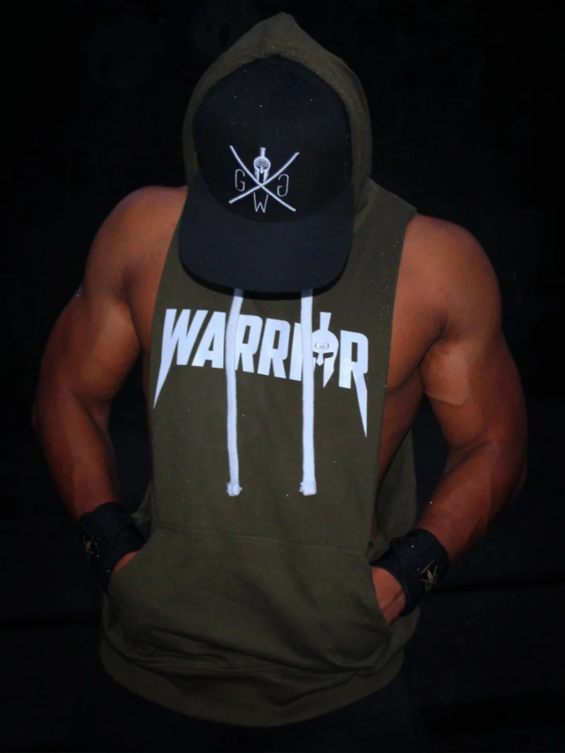 Kapuzen Tank Top 'Warrior' - Olive