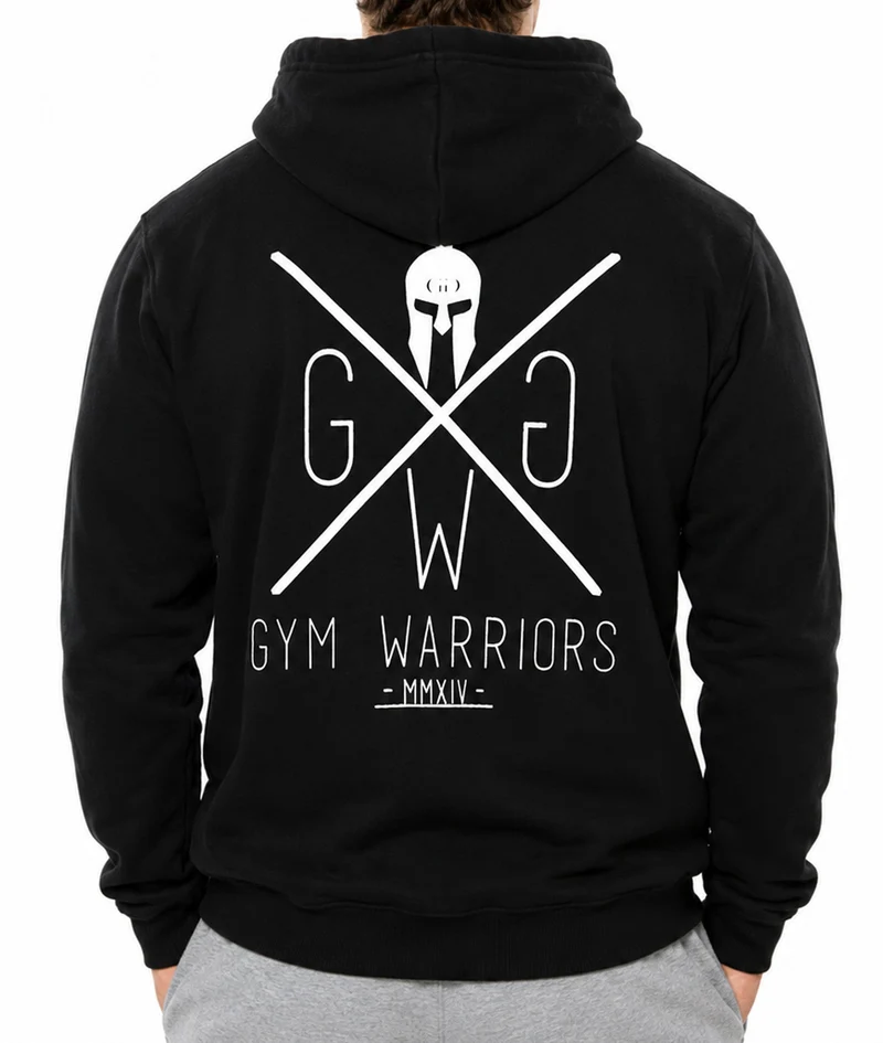 Hoodie mit Reißverschluss 'Gym Warriors' - Schwarz