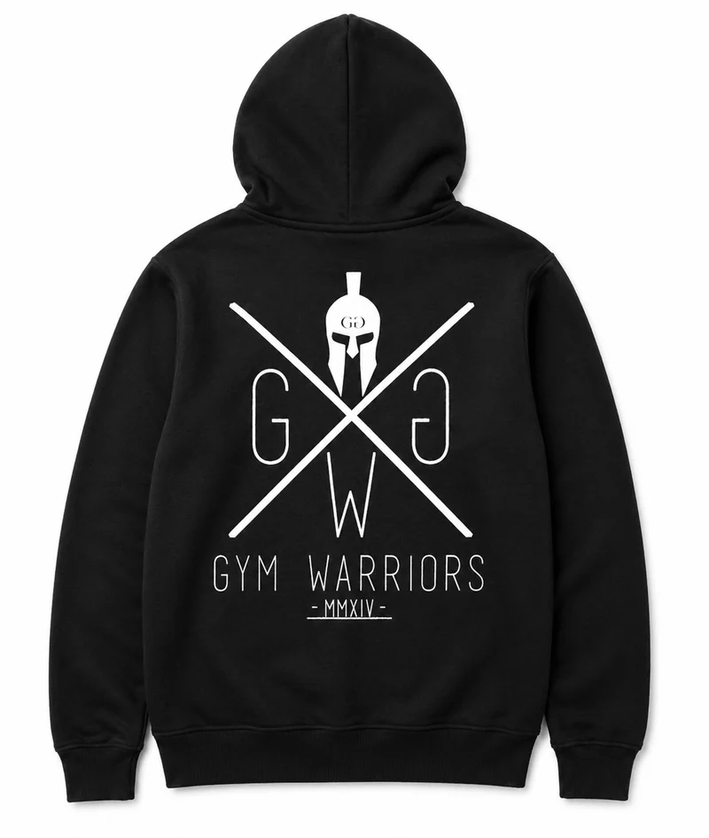 Hoodie mit Reißverschluss 'Gym Warriors' - Schwarz