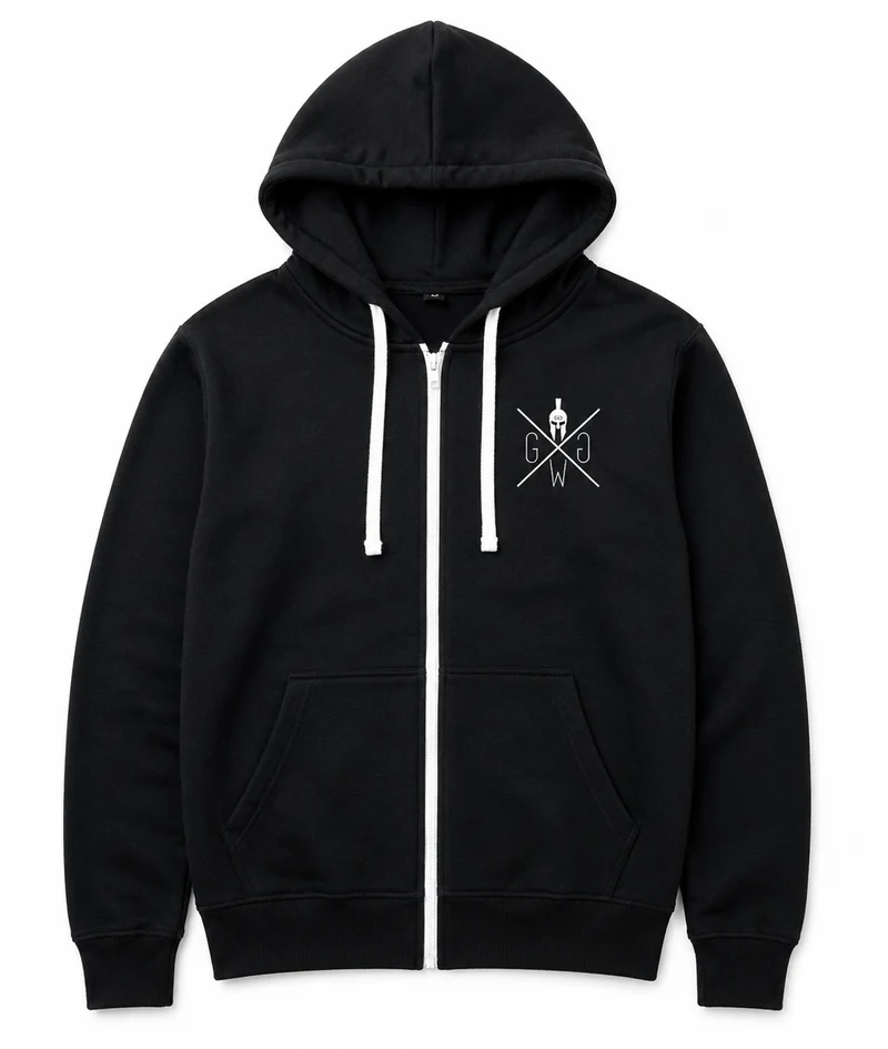 Hoodie mit Reißverschluss 'Gym Warriors' - Schwarz