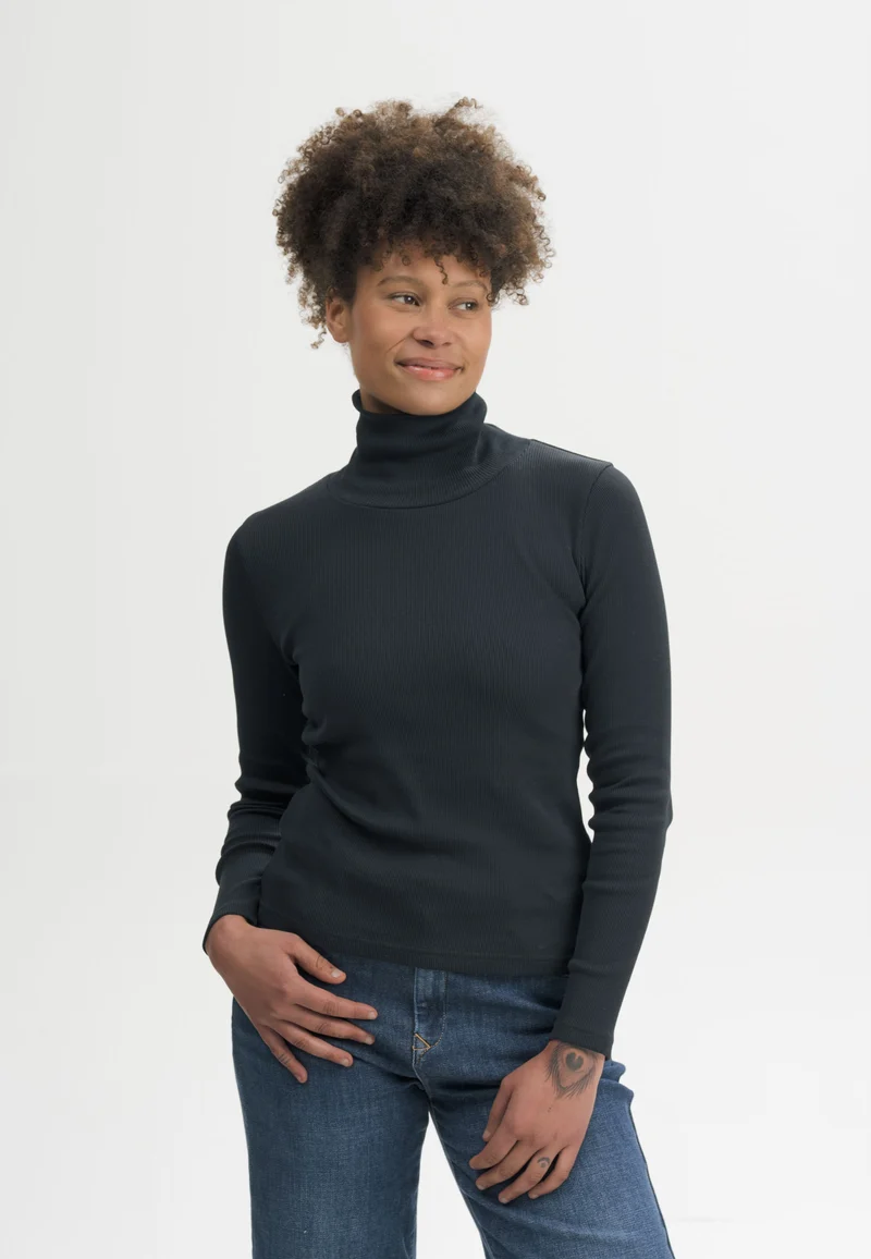 Ripp Rollkragen Langarmshirt Style MUNLI
