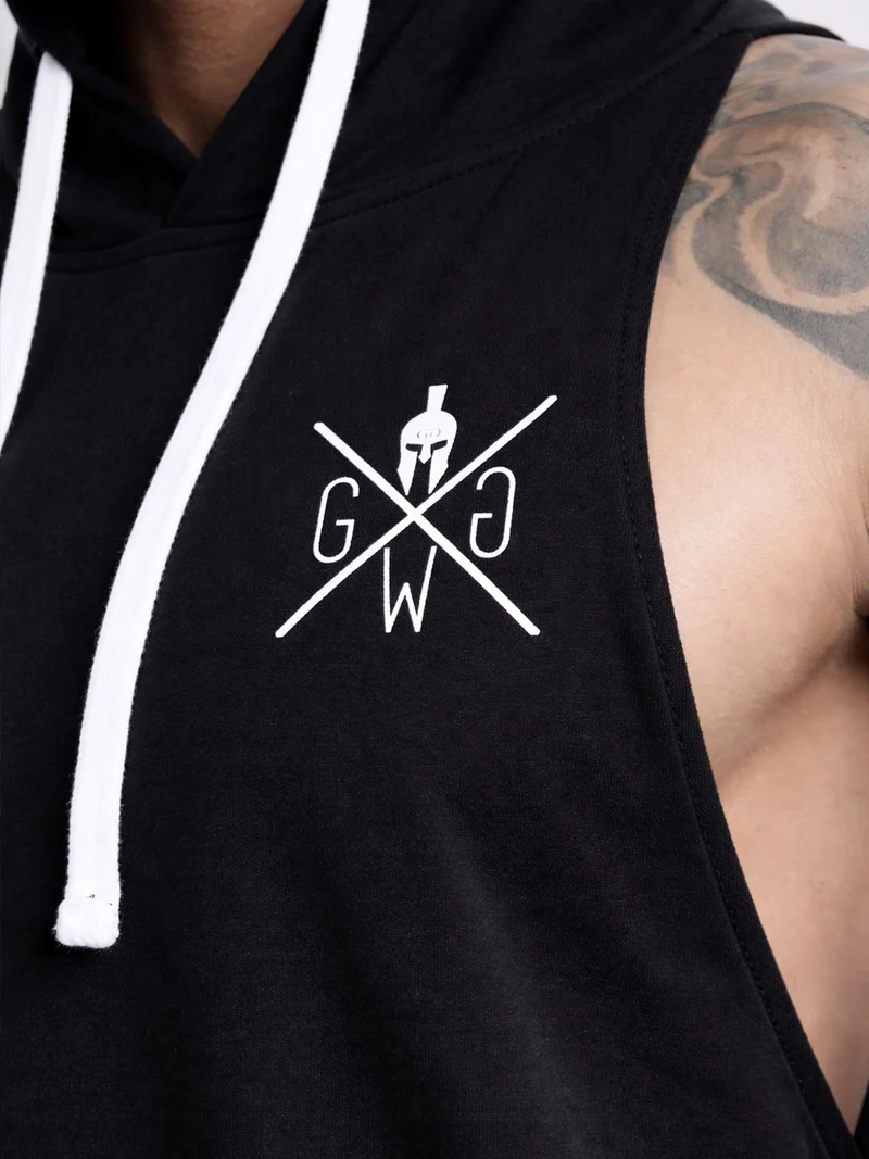 Kapuzen Tank Top 'Warrior 89' - Schwarz