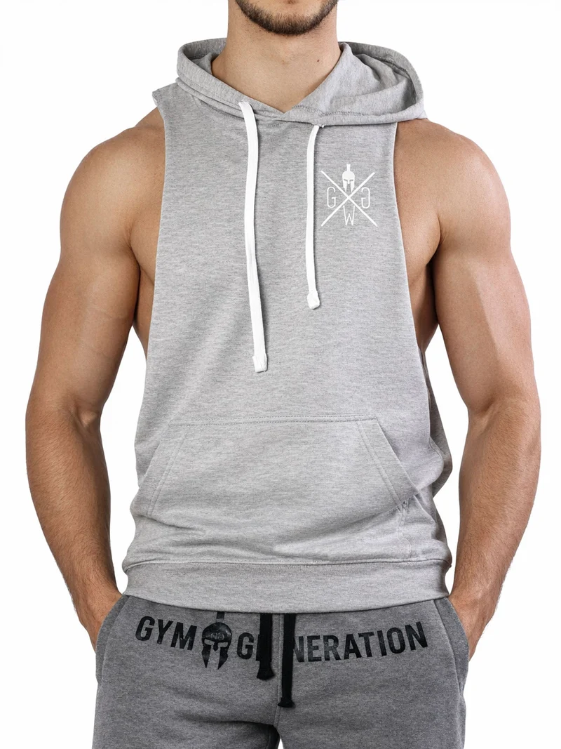 Kapuzen Tank Top 'Warrior 89' - Grau