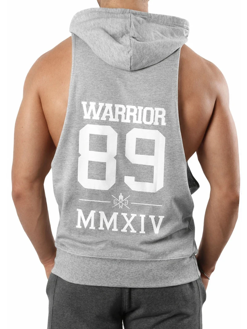 Kapuzen Tank Top 'Warrior 89' - Grau
