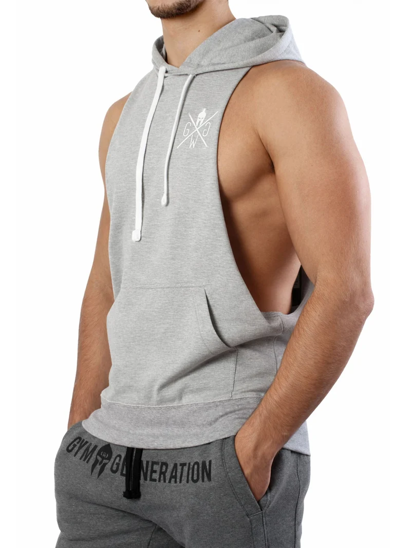 Kapuzen Tank Top 'Warrior 89' - Grau
