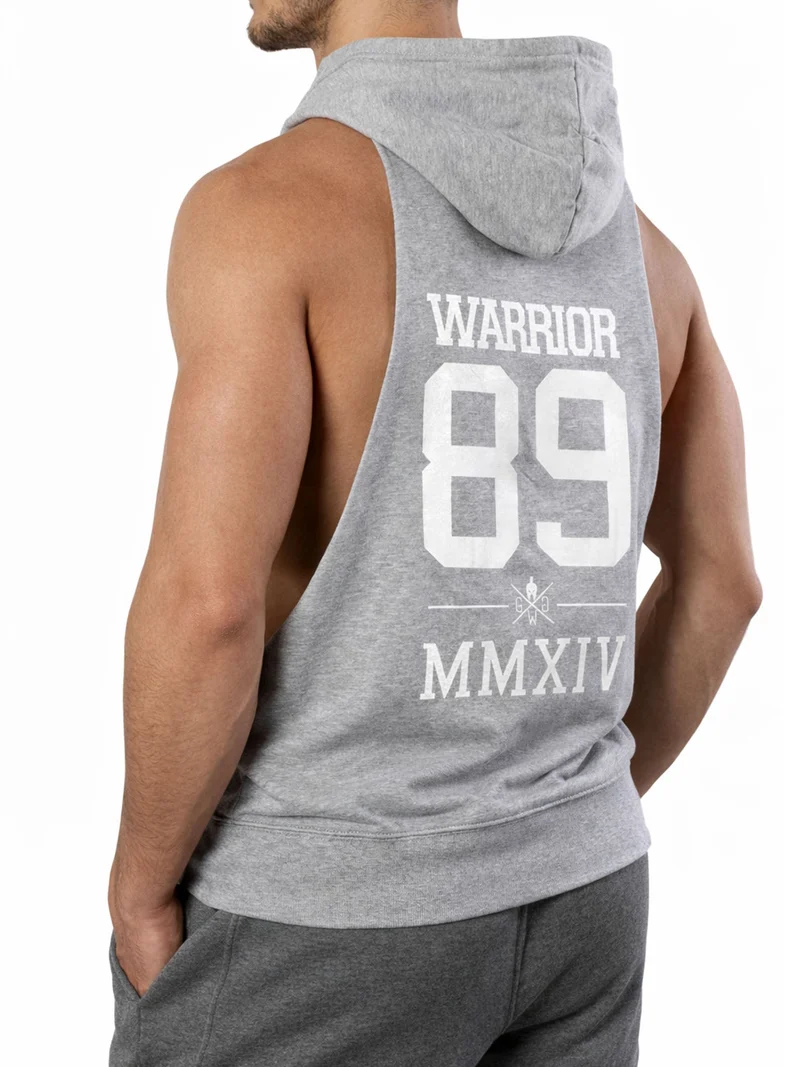 Kapuzen Tank Top 'Warrior 89' - Grau