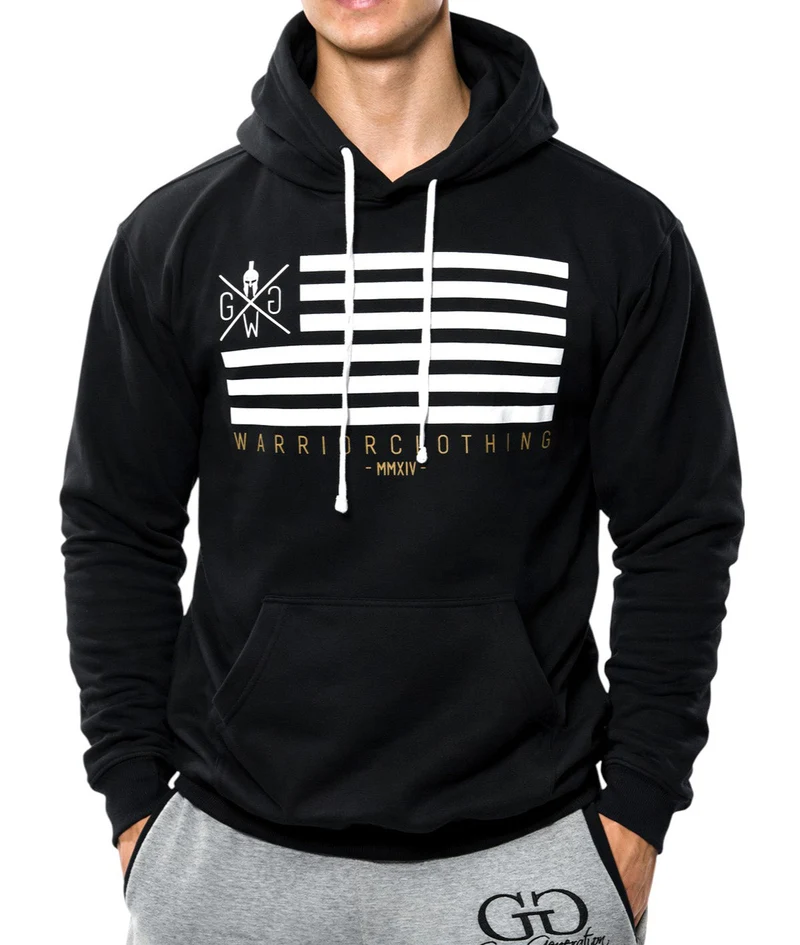 Gym Hoodie 'Flag' - Schwarz