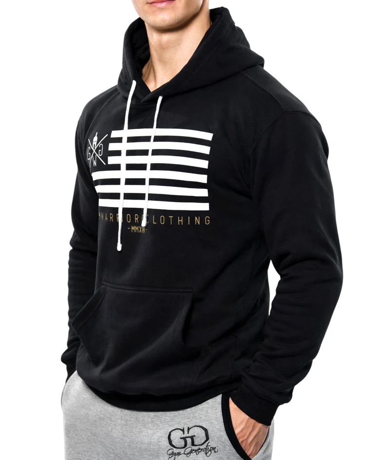 Gym Hoodie 'Flag' - Schwarz