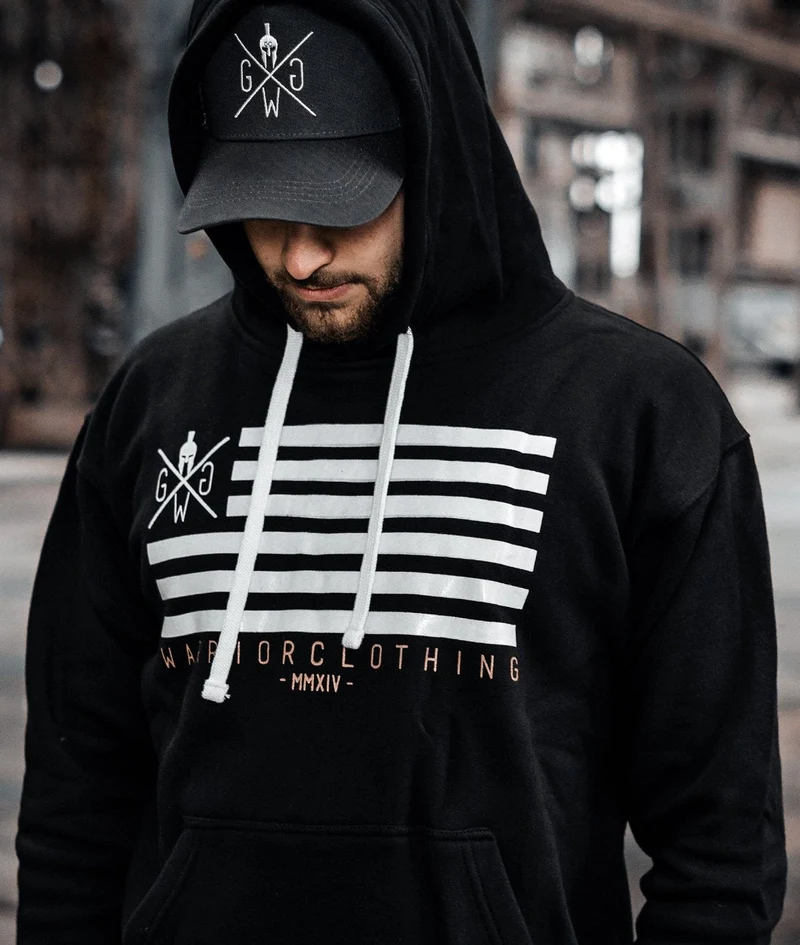 Gym Hoodie 'Flag' - Schwarz