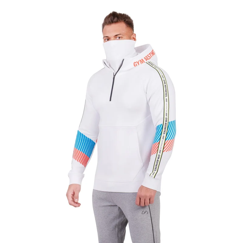 Protection Detachable Mask 1/2 Zip Mock Hoodies for Men