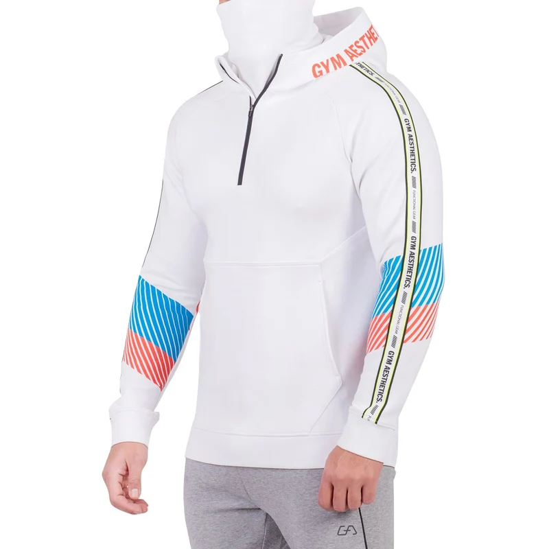 Protection Detachable Mask 1/2 Zip Mock Hoodies for Men