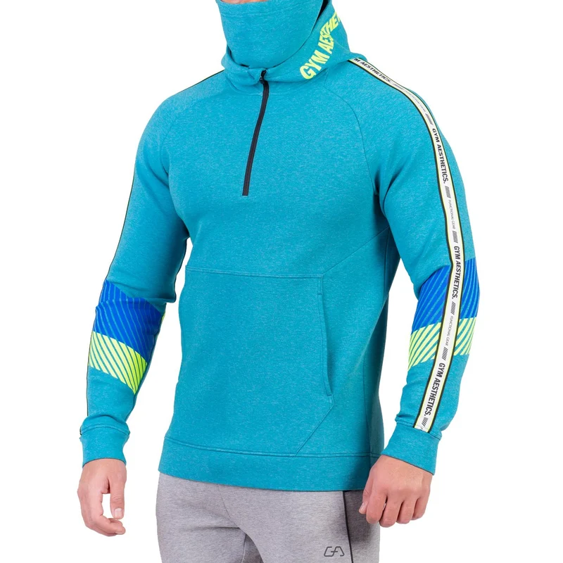 Protection Detachable Mask 1/2 Zip Mock Hoodies for Men