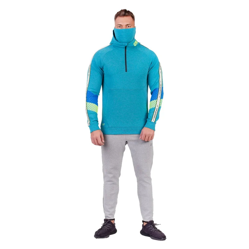 Protection Detachable Mask 1/2 Zip Mock Hoodies for Men