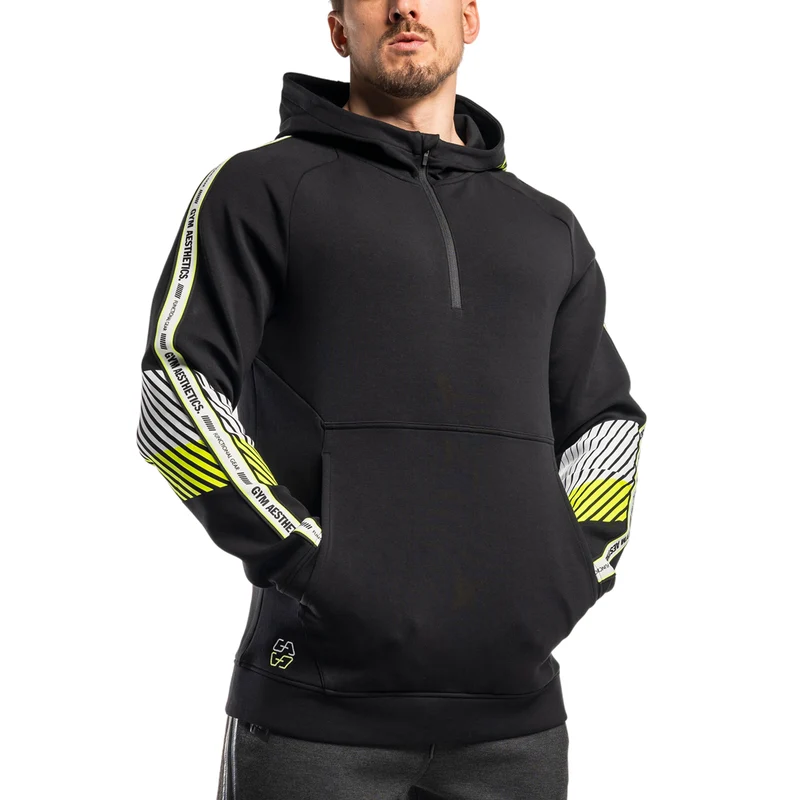 Protection Detachable Mask 1/2 Zip Mock Hoodies for Men