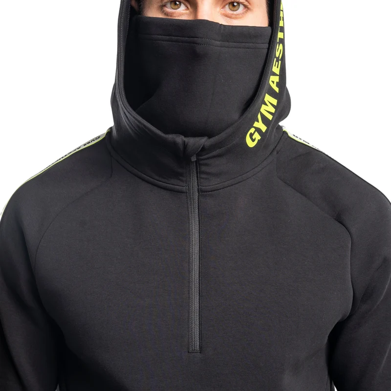 Protection Detachable Mask 1/2 Zip Mock Hoodies for Men
