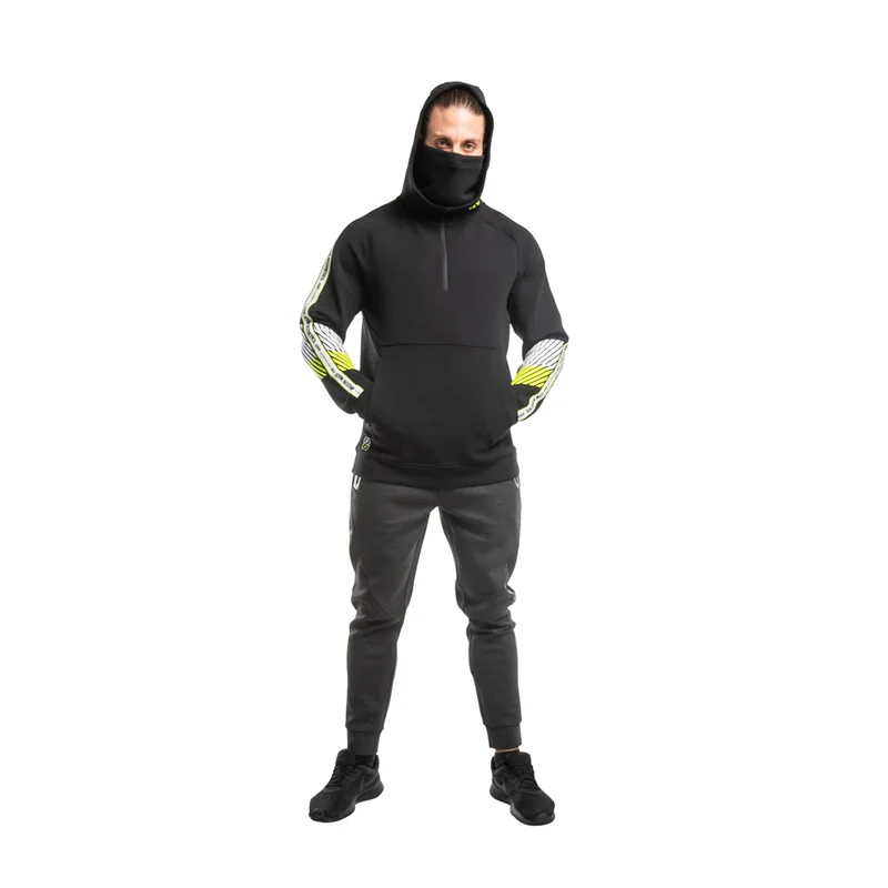 Protection Detachable Mask 1/2 Zip Mock Hoodies for Men