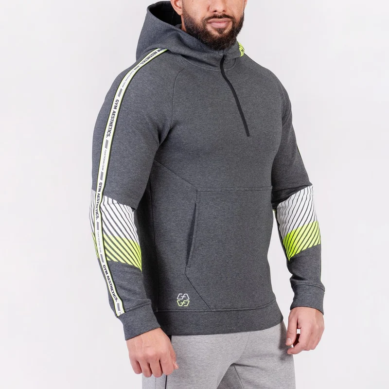 Protection Detachable Mask 1/2 Zip Mock Hoodies for Men