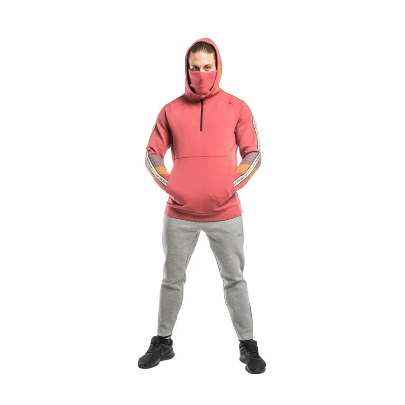 Protection Detachable Mask 1/2 Zip Mock Hoodies for Men