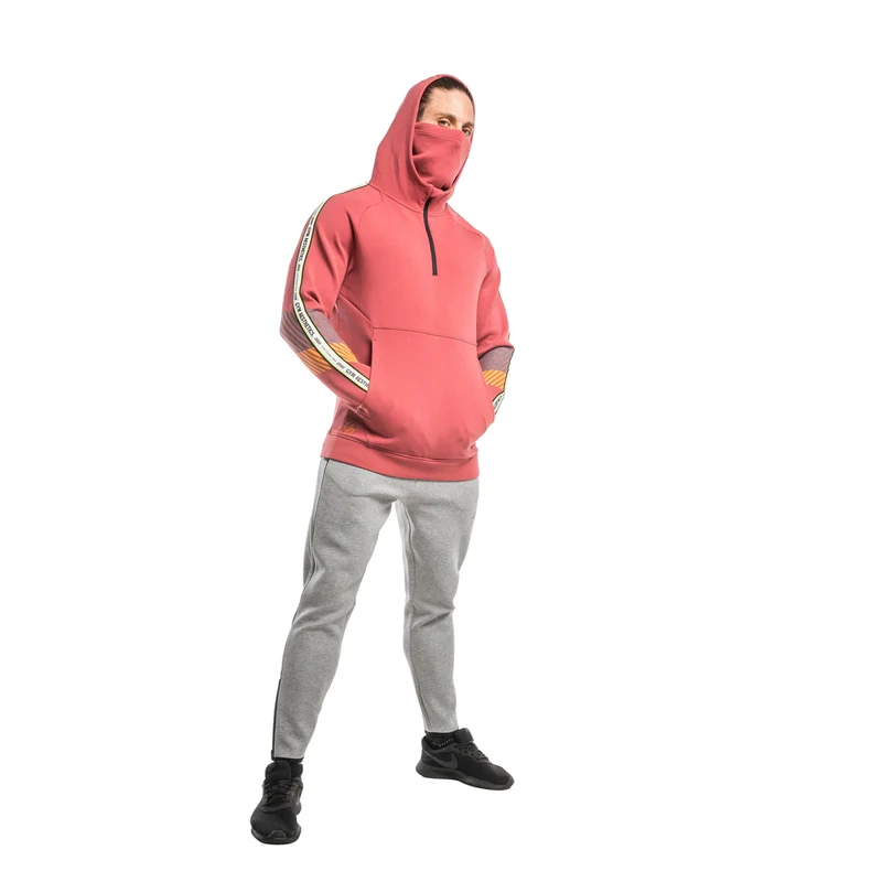 Protection Detachable Mask 1/2 Zip Mock Hoodies for Men