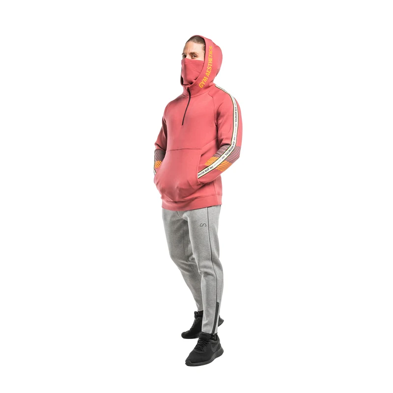 Protection Detachable Mask 1/2 Zip Mock Hoodies for Men