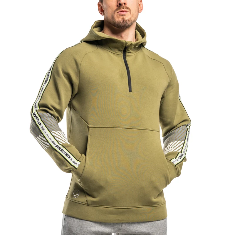 Protection Detachable Mask 1/2 Zip Mock Hoodies for Men
