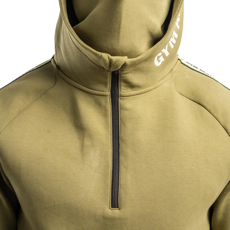 Protection Detachable Mask 1/2 Zip Mock Hoodies for Men