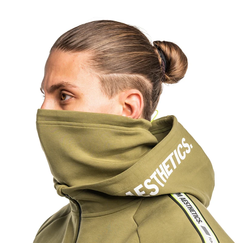 Protection Detachable Mask 1/2 Zip Mock Hoodies for Men