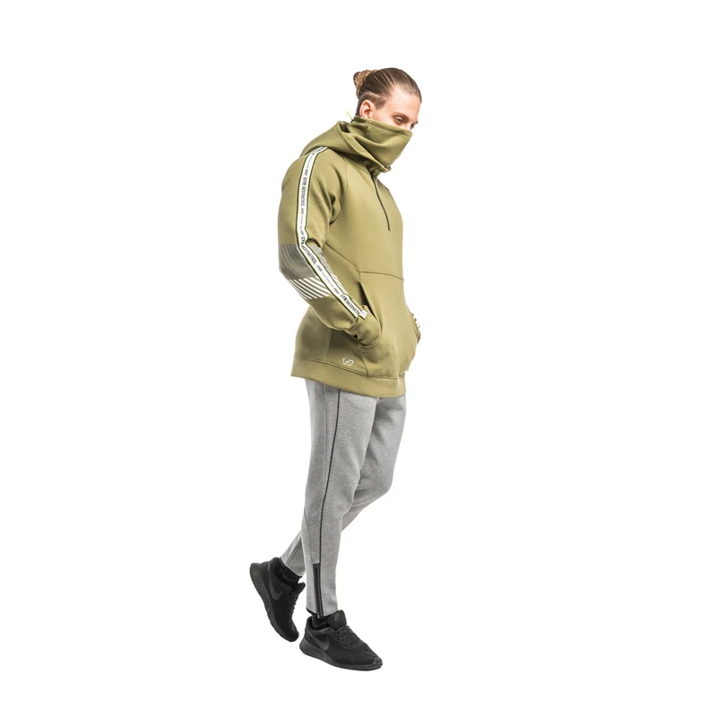 Protection Detachable Mask 1/2 Zip Mock Hoodies for Men