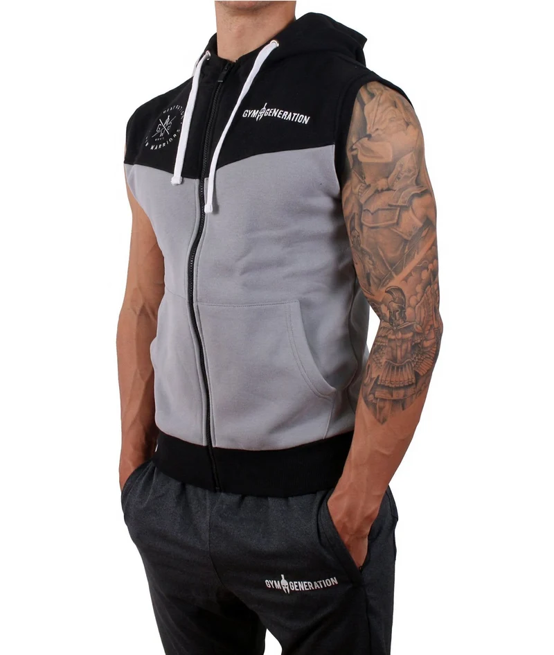 Gym Hoodie ohne Ärmel - Grau