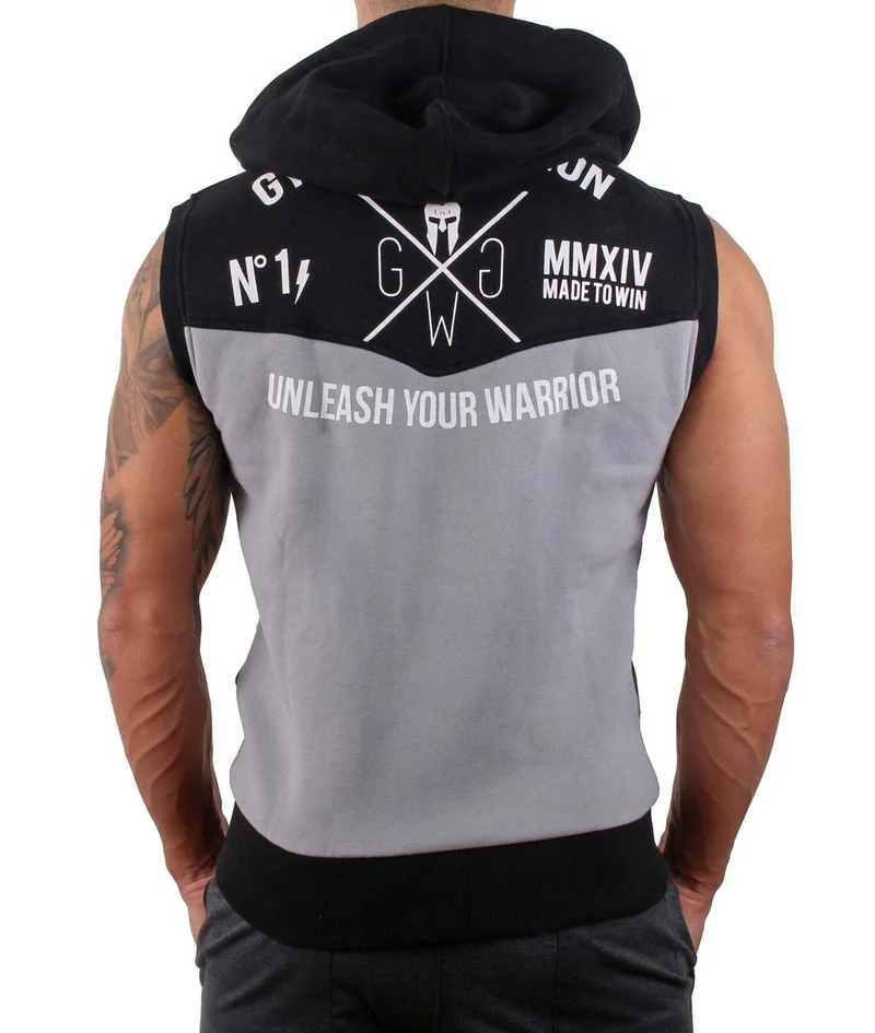 Gym Hoodie ohne Ärmel - Grau