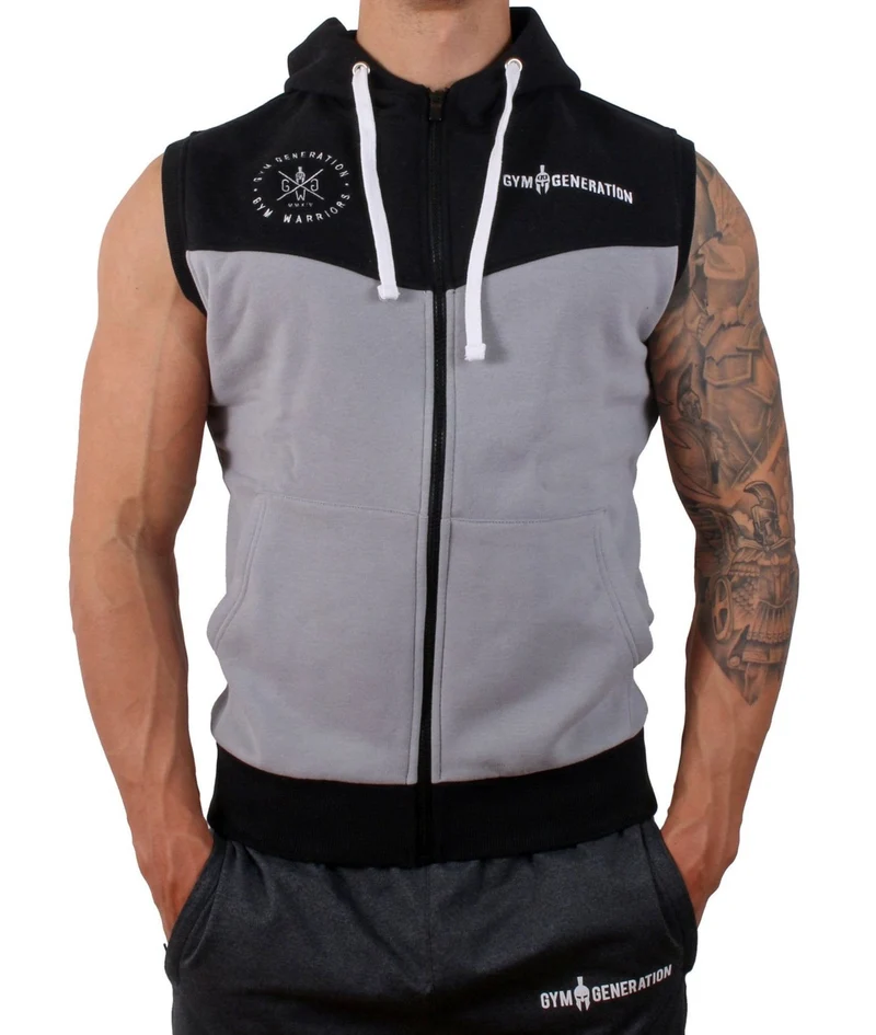 Gym Hoodie ohne Ärmel - Grau
