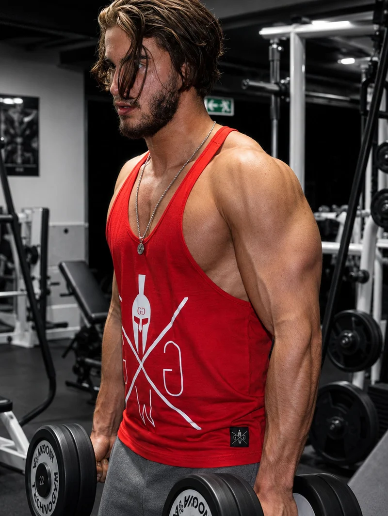 Stringer Tank Top 'Gym Warriors' - Rot