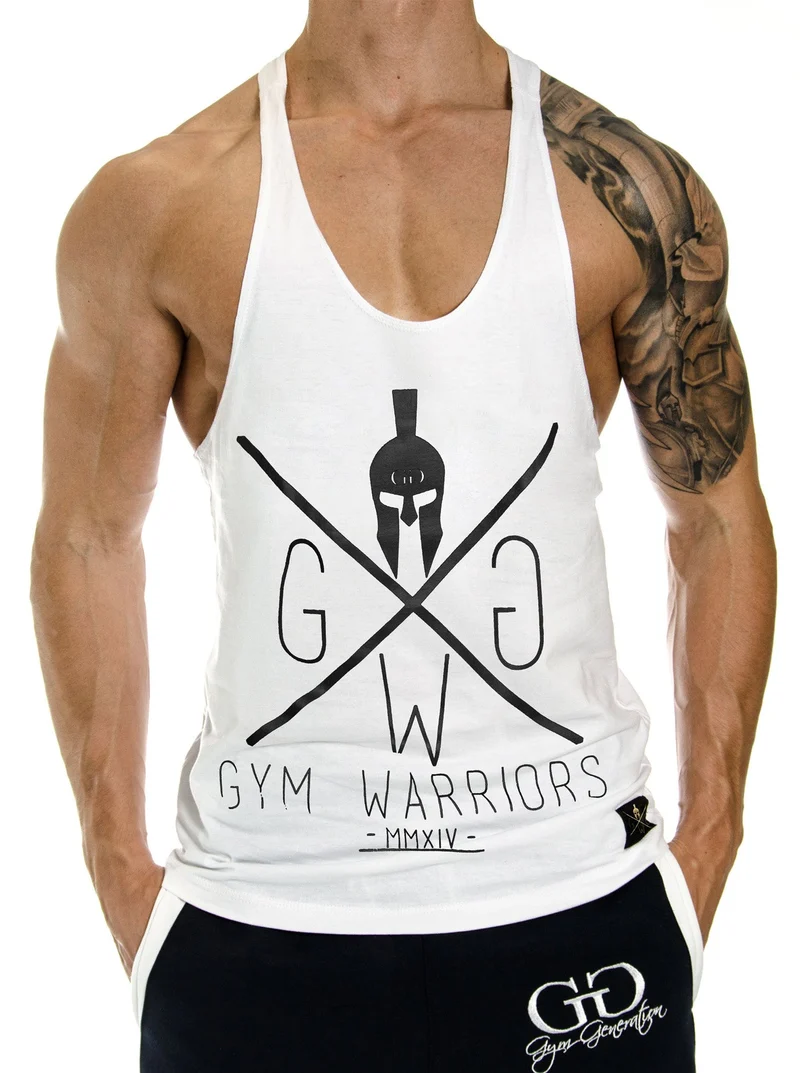 Stringer Tank Top 'Gym Warriors' - Weiß