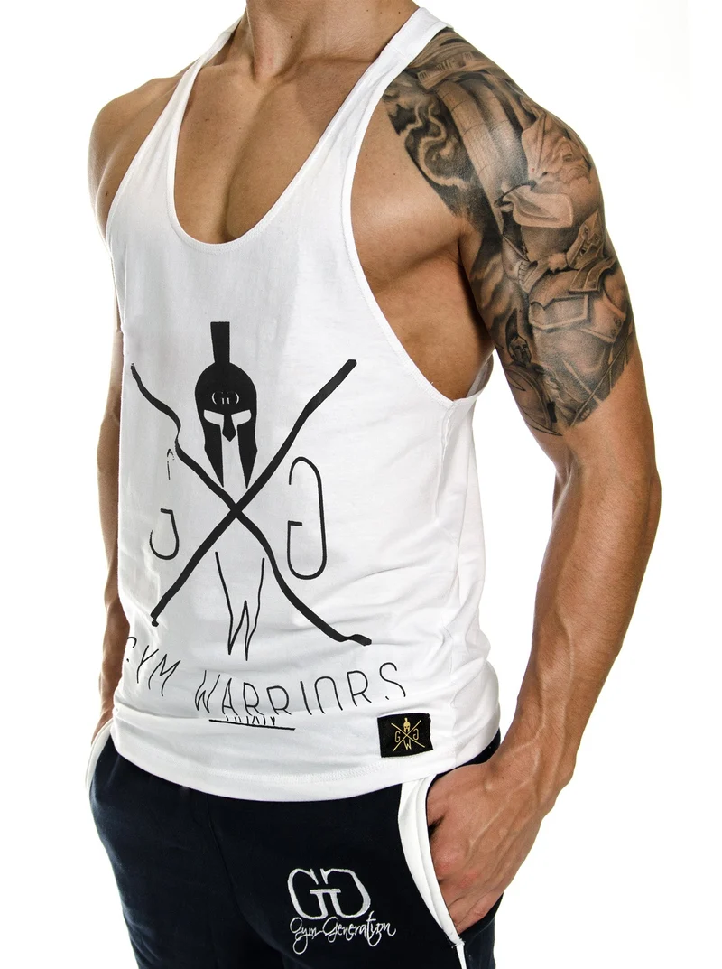 Stringer Tank Top 'Gym Warriors' - Weiß
