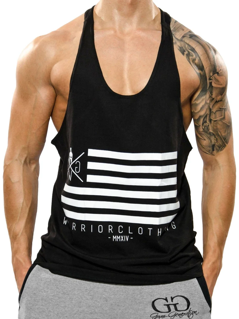 Stringer Tank Top 'Warrior Flag' - Schwarz