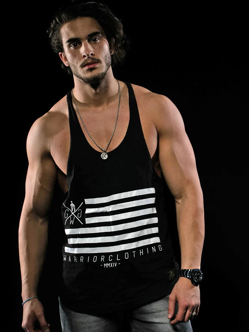 Stringer Tank Top 'Warrior Flag' - Schwarz