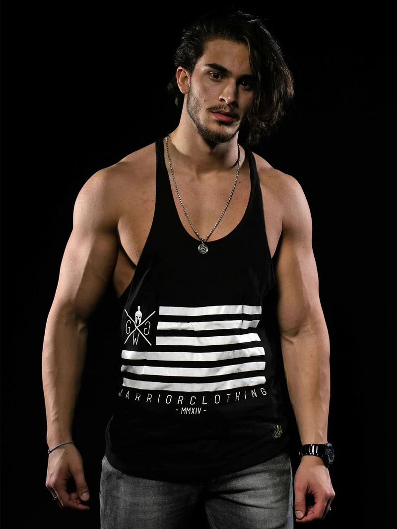 Stringer Tank Top 'Warrior Flag' - Schwarz