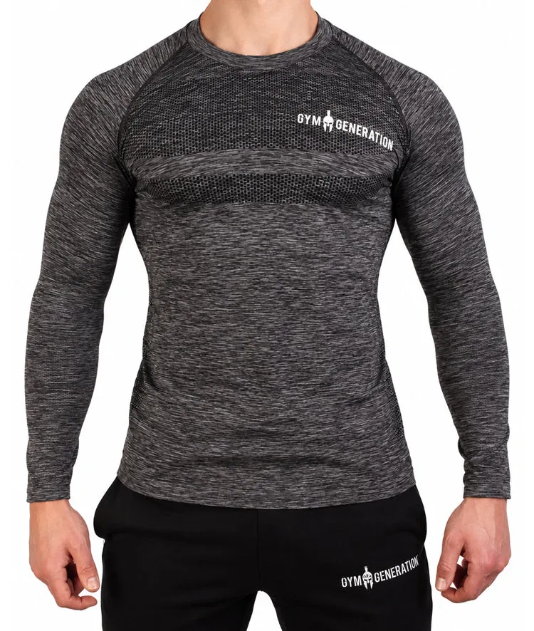 Seamless Langarm Sport Shirt - Dunkelgrau