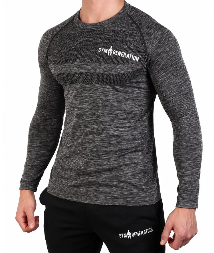 Seamless Langarm Sport Shirt - Dunkelgrau