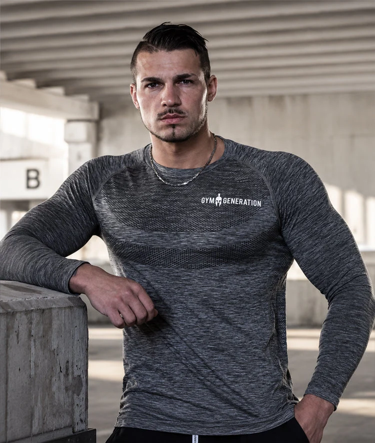 Seamless Langarm Sport Shirt - Dunkelgrau