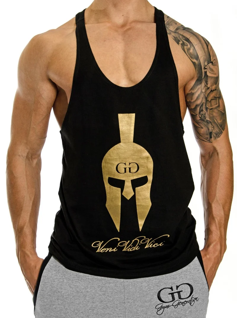 Stringer Tank Top 'Veni Vidi Vici' - Schwarz