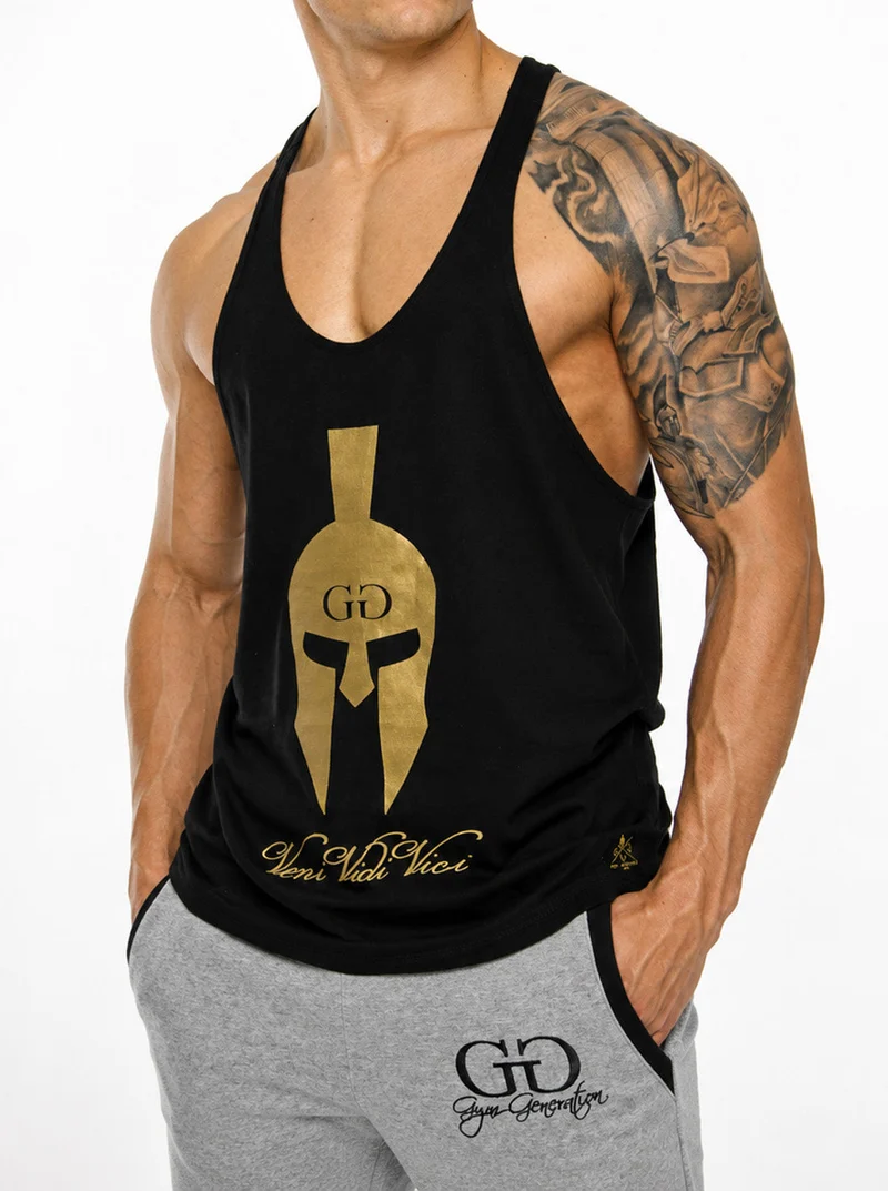 Stringer Tank Top 'Veni Vidi Vici' - Schwarz