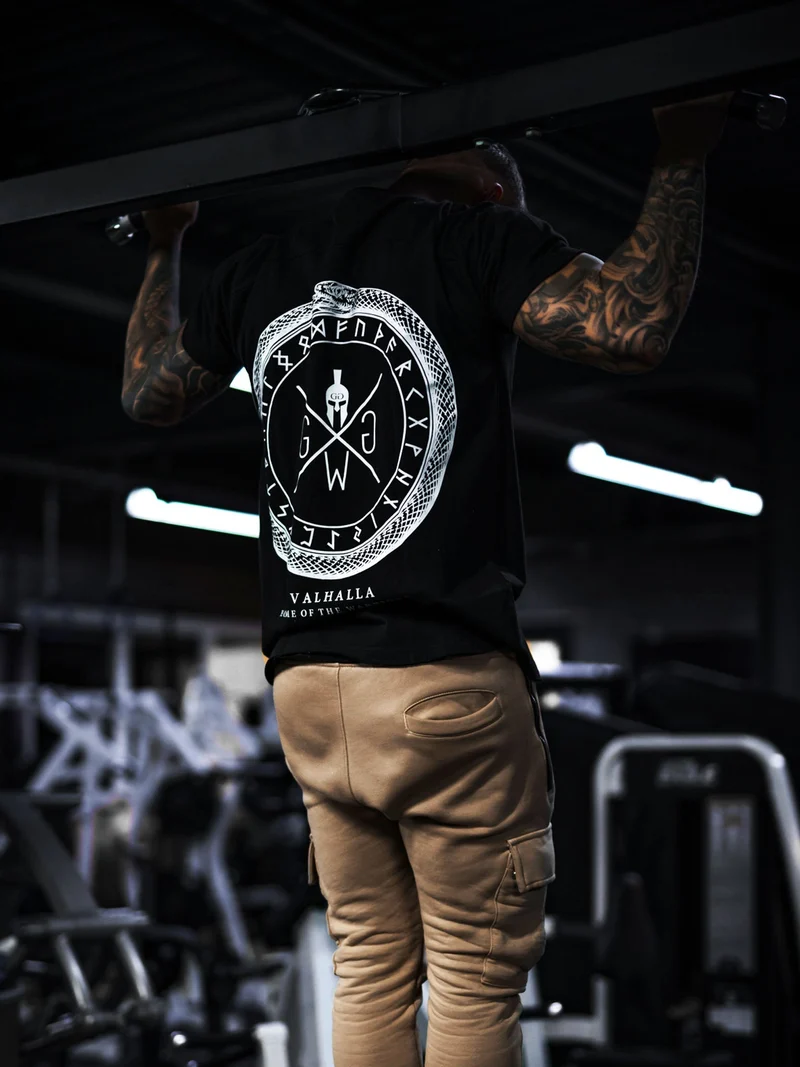 Gym T-Shirt 'Valhalla' - Schwarz
