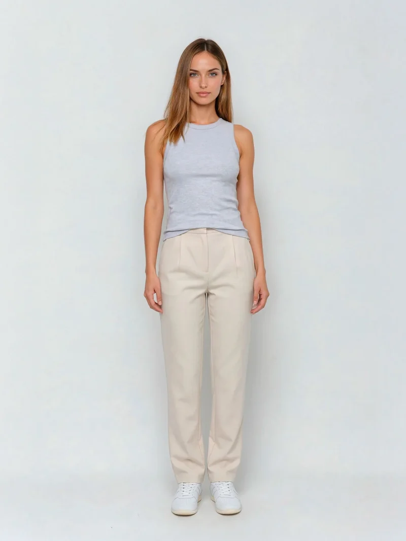 BOGILVY - Damen Thermo-Anzughose für die kälteren Tage, Straight Fit, High Waist, Beige