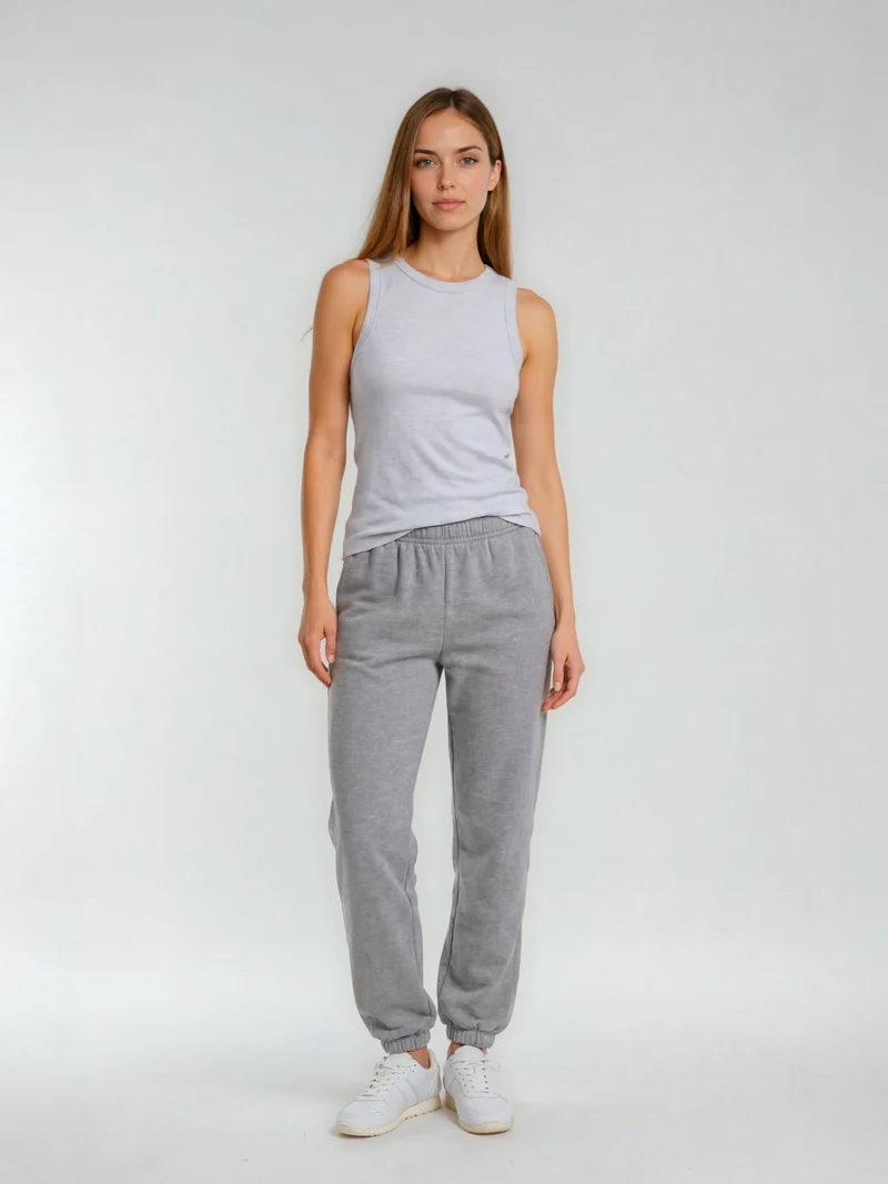 BOGILVY - STELLA, Straight Fit, Sweatpants, Mid Rise, Grey